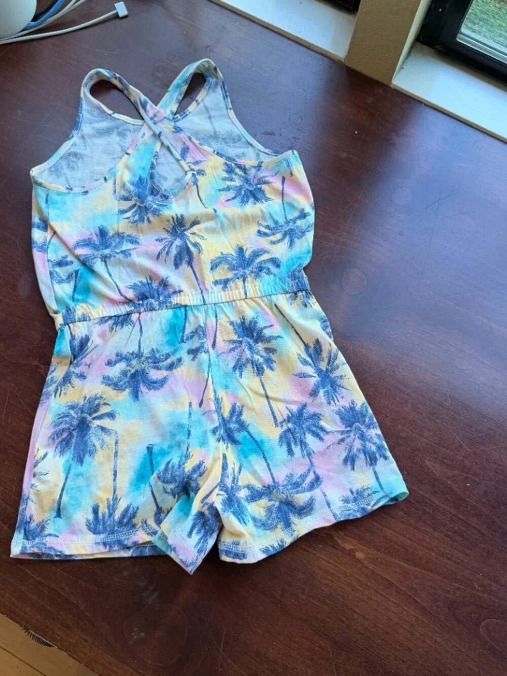 OLD NAVY Palm Tree Shorts Romper T Shirt Knit Size 8
